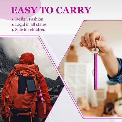 Safety Keychain Set for Women - Compact Personal Security Tool with Emergency Glass Breaker and Accessory Carabiner(3pcs), Powdered