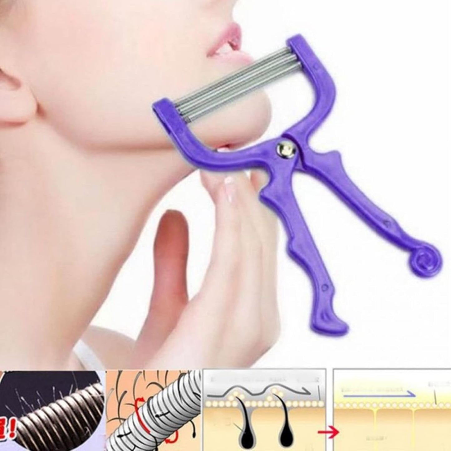 SYXLS 3 Pieces Epilator, Spring Epilator Tool, Handheld Facial Hair Removal, Facial Hair Removal Tool