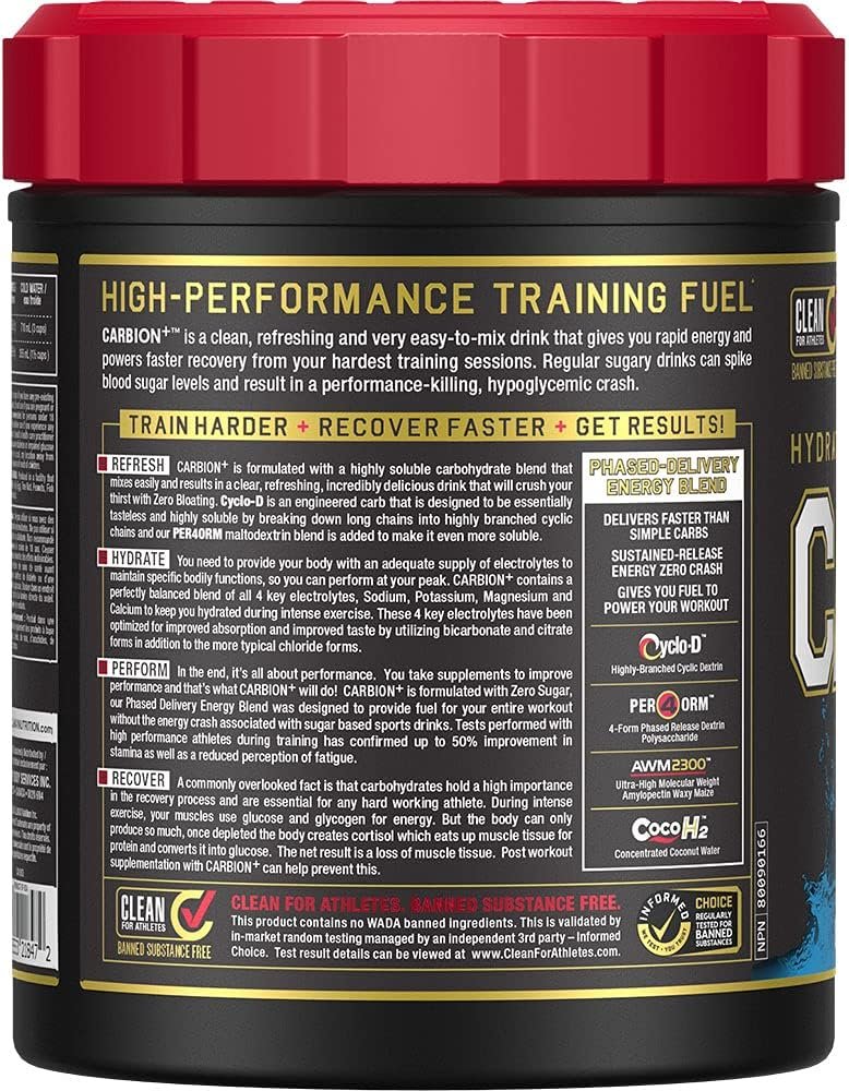 ALLMAX Nutrition - CARBION+ (Hydration, Endurance & Recovery) - Blue Ice - 725 Gram