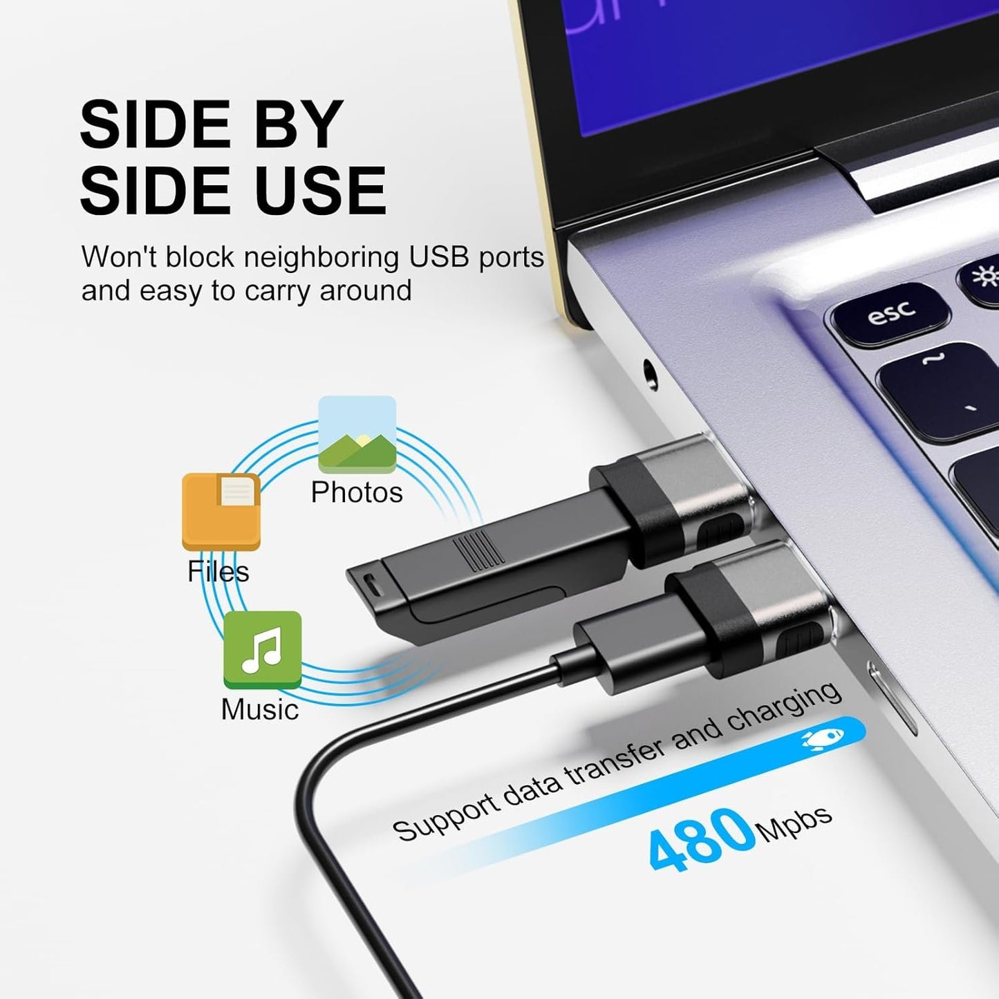 BaseNew USB to Type C Adapter 6 Pack,USBA Male USBC Female Adaptor,USB A Charger to C Cable Converter,USB OTG Adapter for iPhone,iPad,iWatch,Samsung Galaxy(Grey)