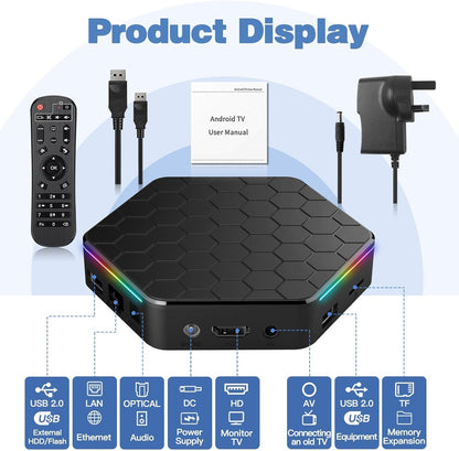 BL Android TV Box 12.0 T95Z Plus 2GB RAM 16GB ROM AllWinner H618 Quad-core 64bit, Support 2.4/5GHz Dual-WiFi 3D 6K Ultra HD H.265-decoding Blutooth 5.0 Android Box Smart TV Box,Black
