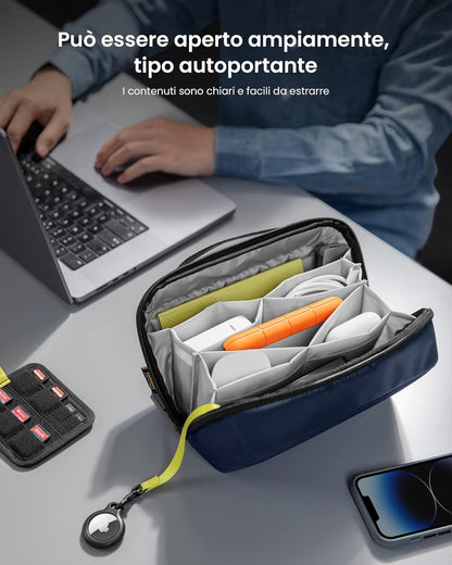 tomtoc Cable Case, Travel Bag Organizer for Electronic Technical Accessories Macbook Adapter Mouse, Cable, Hub, Power Bank, USB Flash Drive, Power Supply, Charger, Hard Drive