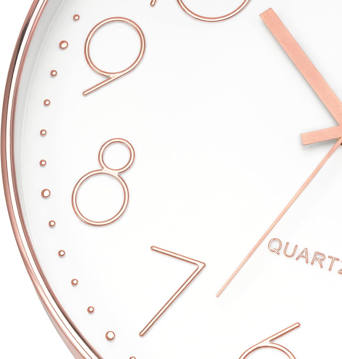 Foxtop Modern Wall Clock 12 Inch Non-Ticking Rose Gold Wall Clock Silent Battery Operated Round Quartz Clock for Living Room Bedroom Home Office School Decor