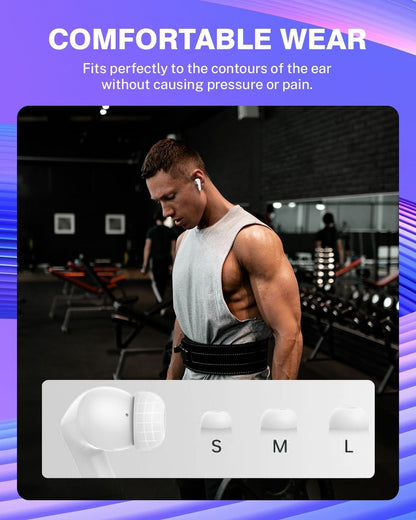 Wireless Earbuds Bluetooth Headphones 5.3,Bass Boosted Ear Buds 40H Playtime IP6 Waterproof Earbuds with LED Digital Display Charging Case,4 ENC Mics Earphones for Work Sports