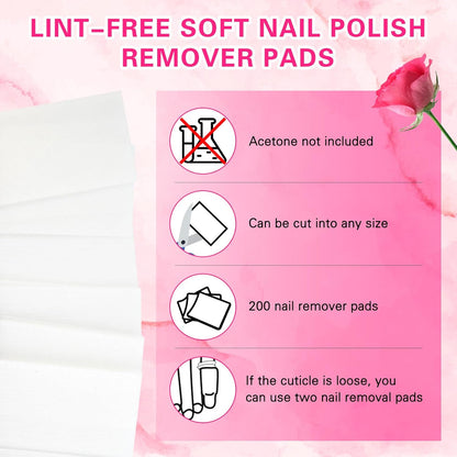 YBVABE Nail Polish Remover Kit - Complete Nail Care Solution for Fingernails & Toenails - Includes Professional Nail Clips - Nail Cotton Pads - Nail File Grits 100/180 - Cuticle Pusher & Nail Brush