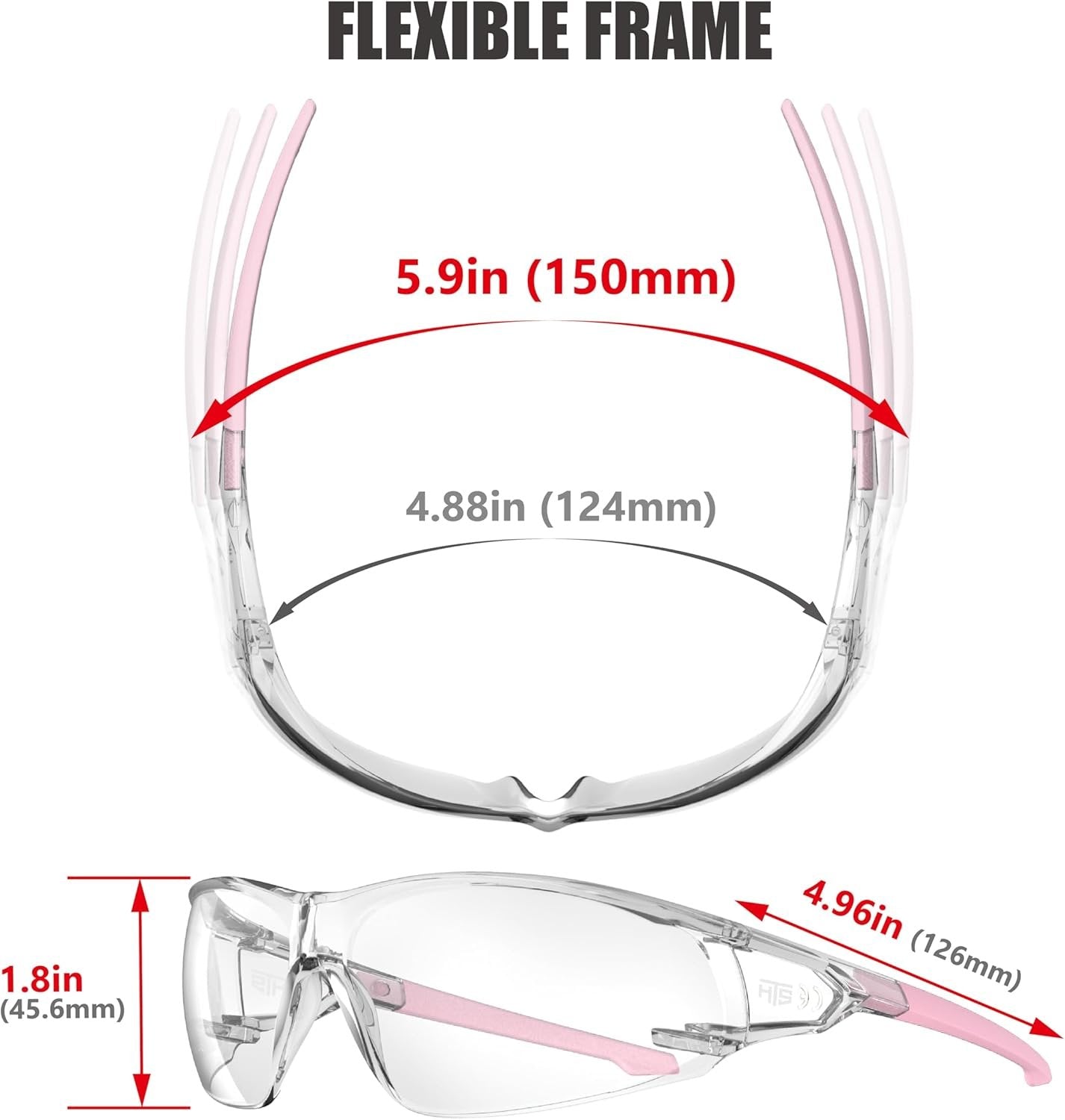 HTS HUNTERSKY S239 Sport Clear pink Small Glasses women youth protection from wind dust proof night bike riding cycling running