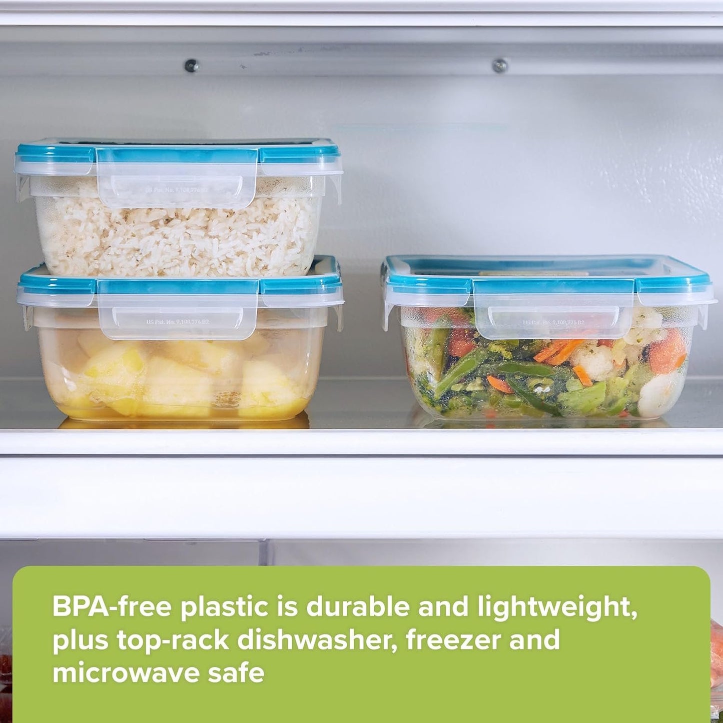Snapware Total Solution 6 Piece Rectangle Plastic Food Storage Container Value Set, (3 x 8.5 Cup [2L] Containers with 3 x Tab Locking Lids) Opaque