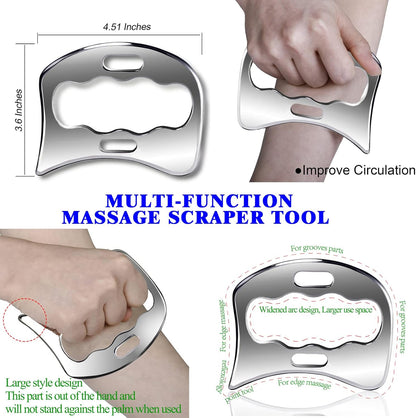 BYYDDIY 3 in 1 Stainless Steel Muscle Scraper Tools Set,Scraping Massage Tools for Physical Therapy,Derma Edge Massage Tool & GuaSha Massage Scraper Tool,IASTM Tools,Guasha Tool for Body