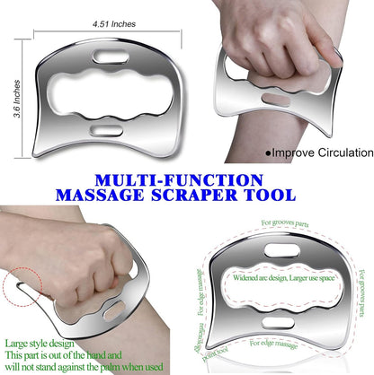 BYYDDIY 3 in 1 Stainless Steel Muscle Scraper Tools Set,Scraping Massage Tools for Physical Therapy,Derma Edge & GuaSha Massage Scraper Tool,IASTM Tools,Guasha Tool for Body