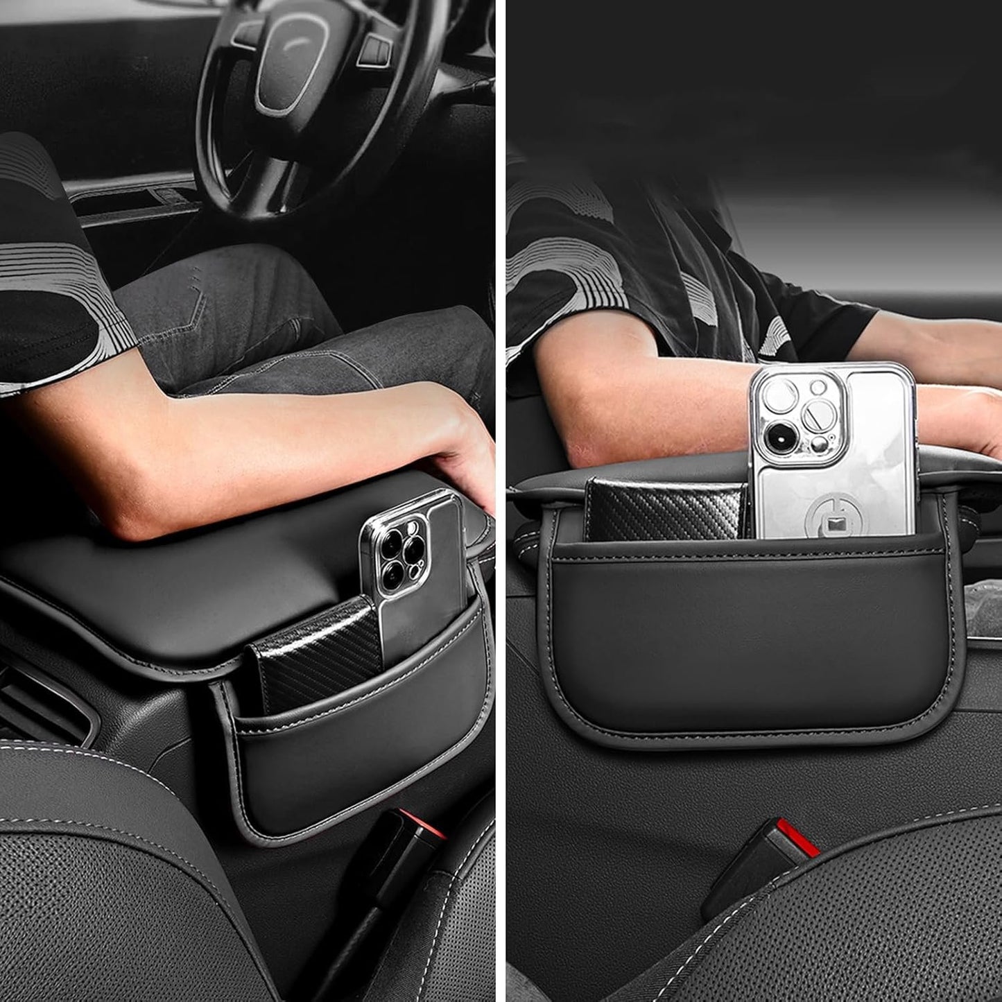 Car Center Console Cover, PU Leather Armrest Pad Cover, Universal Car Arm Rest Seat Storage Box Mat Waterproof Non Slip Interior Accessories