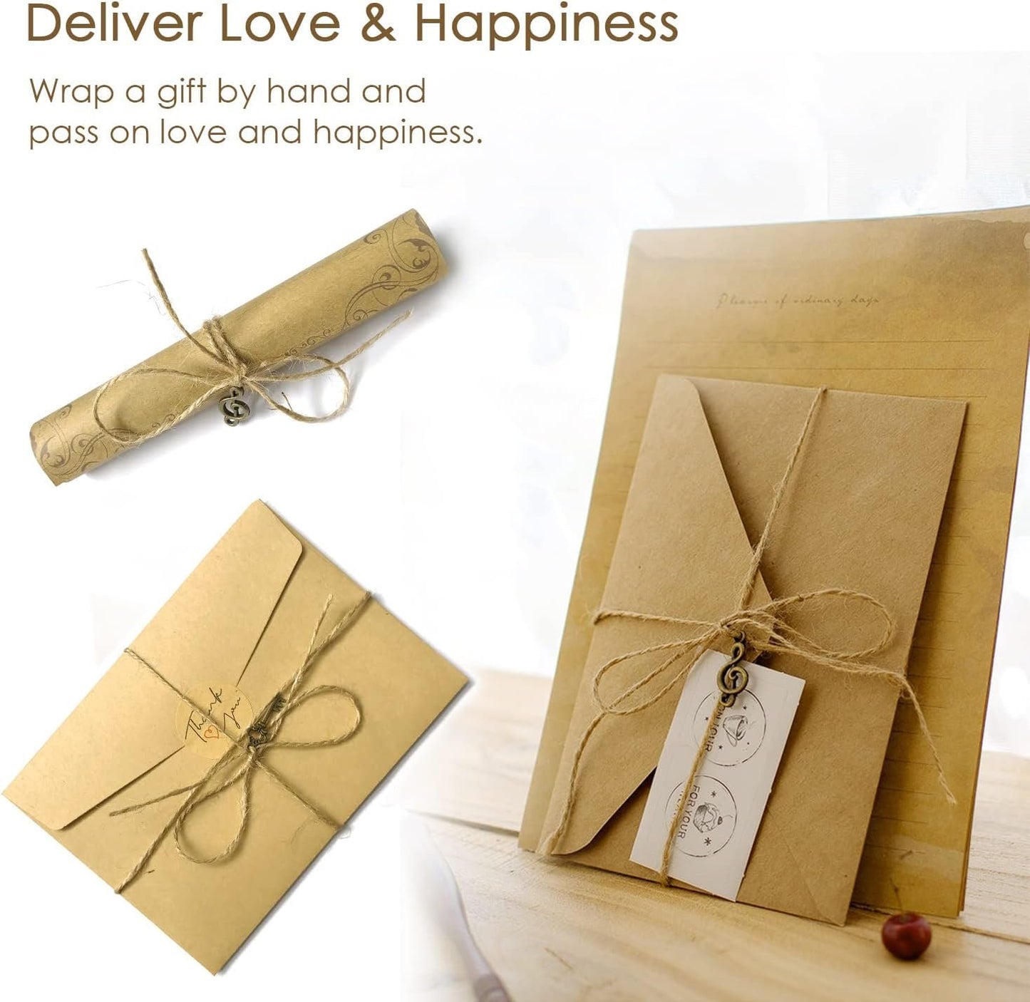 Mililanyo Vintage Paper and Envelopes Set - 24 Sheets Antique Looking Paper & 12 Antique Style Envelopes - Classic Aged Design, 6 Unique Styles - Writing and Printing Paper