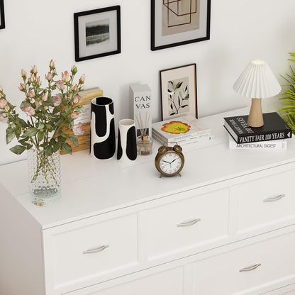 ECACAD Multi-Functional 2-in-1 Murphy Cabinet Bed, Full Size Bed Frame Murphy Bed Chest with Built-in Power Strip & 3 Drawers, Full Foldable Platform Bed, White