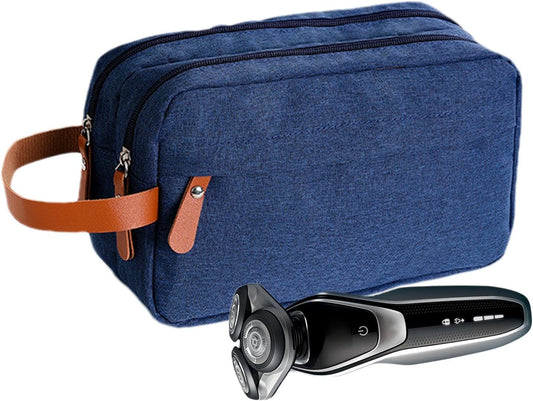 Double Layer Toiletry Bag, Water Resistant Grooming Bag, Lightweight Toiletry Organizer, Large Capacity Portable Toiletry Case with Handle for Grooming, 25x10x15 cm, Gray, Black, Navy Blue