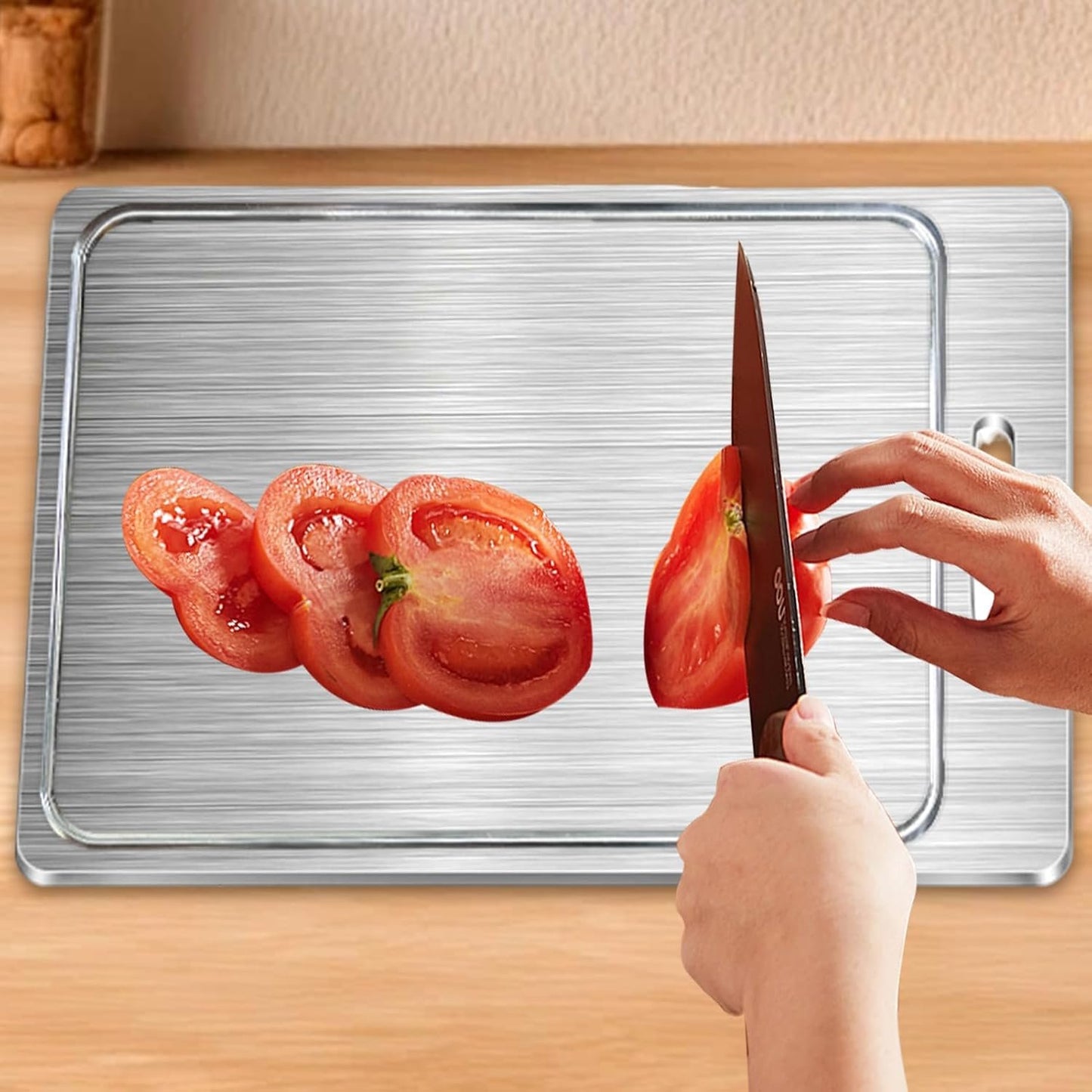 Chopping Board - Stainless Steel Cutting Board | Fruit Cutting Block | Double Sided Metal Chopping Plate | Non-Slip Slicer Pad | Fruit Cutting Block | Kitchen Baking Tool for