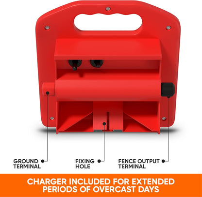 Solar Powered Fence Charger Energizer Panel, Electric Fence for Livestock Electric Power & Battery Shock Storage for 3 km of Portable Fencing to Protect Livestock, Horses, Cattle, Sheep, Goats, Pet