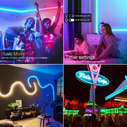 UanTii RGB Smart Neon Light Strip 10 Meters,Tuya WiFi Rope Lights IP67 Waterproof Music Sync Timing DIY Lighting Strips,App and Voice Control (10)