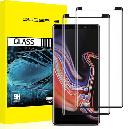 QUESPLE 2 Pack for Samsung Galaxy Note 9 Screen Protector 6.4 Inch, HD Clear Tempered Glass, Easy Installation, High Sensitivity, Case Friendly