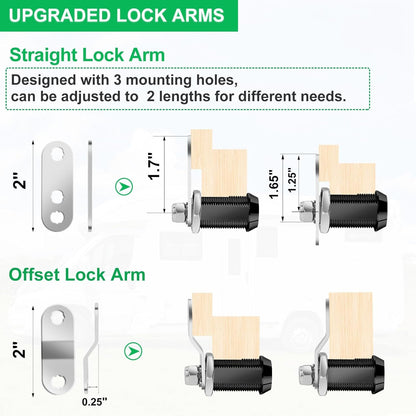 5 Pack Tool Box Lock with Keys, 5/8" RV Storage Lock Keyed Alike, Cabinet Lock Cam Locks for Toolbox Lock Replacement Mailbox RV Compartment Locks with Manual (Black -5 Pack, 5/8 Inch)