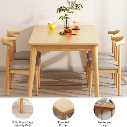 Uandhome Modern Rectangular Dining Table for 4-6 People, Wooden Legs, 120 * 55 * 75cm