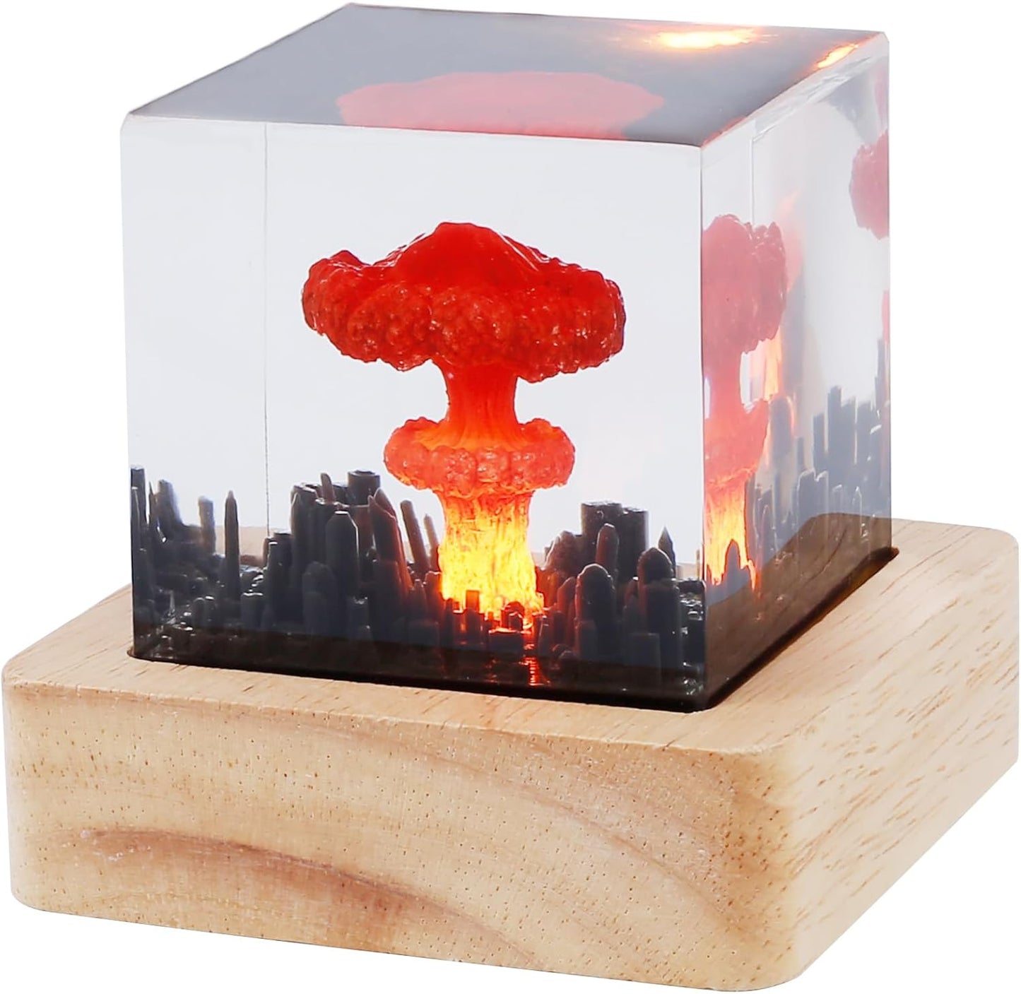 Fxvhojq Nuclear Explosion Lamp USB Powered Mushroom Cloud Night Light 3D Printed Resin Table Lamp Transparent Color