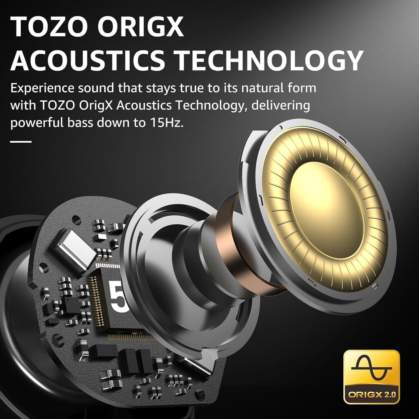 TOZO New Hybrid Active Noise Cancelling Wireless Earbuds, 6 Mics ENC Clear Call, IPX8 Waterproof, in Ear Bluetooth 5.3 Headphones Stereo Bass Heasets 59H Playtime with LED Display 32 EQs via APP