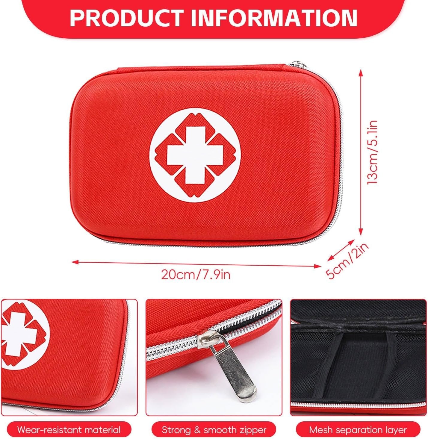 YouNuo Car First Aid Kits, 160pcs Survival Gear Emergency Kit Waterproof Hard Shell Case, Portable Compact First Aid Kit for Home/Car/Travel/Camping/Hiking/Outdoor/Sports/Office/Boat