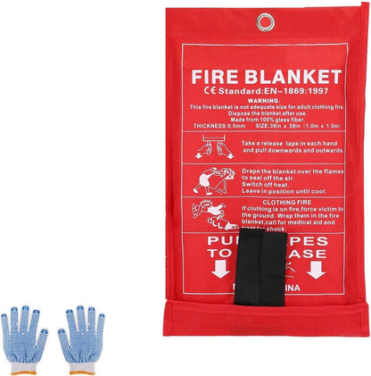 Liwes Emergency Fire Blanket,Fire Extinguishers Tent Boat Emergency Blanket Survival Fire Shelter Safety for Home, School, Fireplace, Grill, Car, Office, Warehouse (39.4" x 39.4") (1-Pack)
