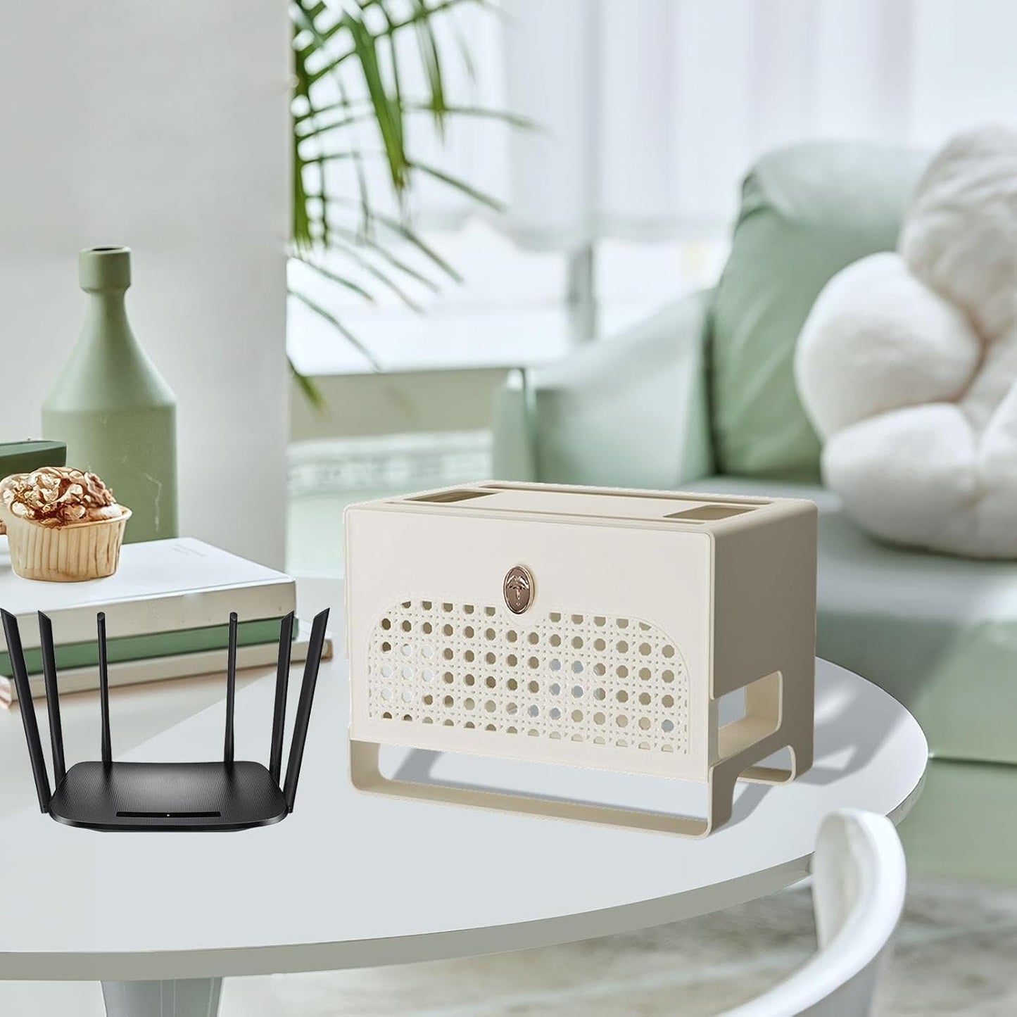 YWJLQH Sleek Cable Management Box for Tidy Workspace Organization, White