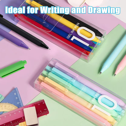 WATUNID 20Pcs Retractable Gel Pens, 15 Colors Gel Ink Pens with 100 Sheets Sticky Note, 0.5mm Fine Point Pure Colored Pens, Quick Dry Pen for Journaling, Note Taking, Cute Stationery Office Supplies