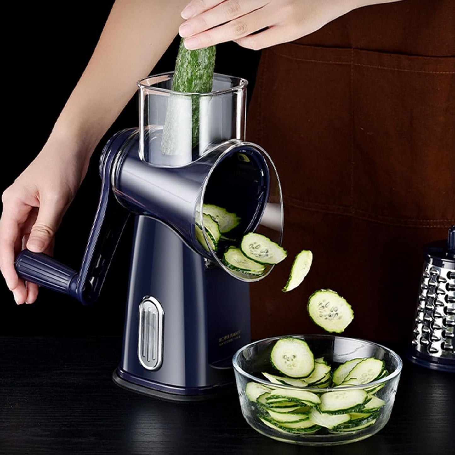 Hand Crank Grater – Rotary Cheese Shredder, Vegetable Slicer Tool | Manual Food Graters, Compact Fruit Cutter, Easy Crank Kitchen Gadgets, Food Prep Tools for Carrot and Fruit Slicing
