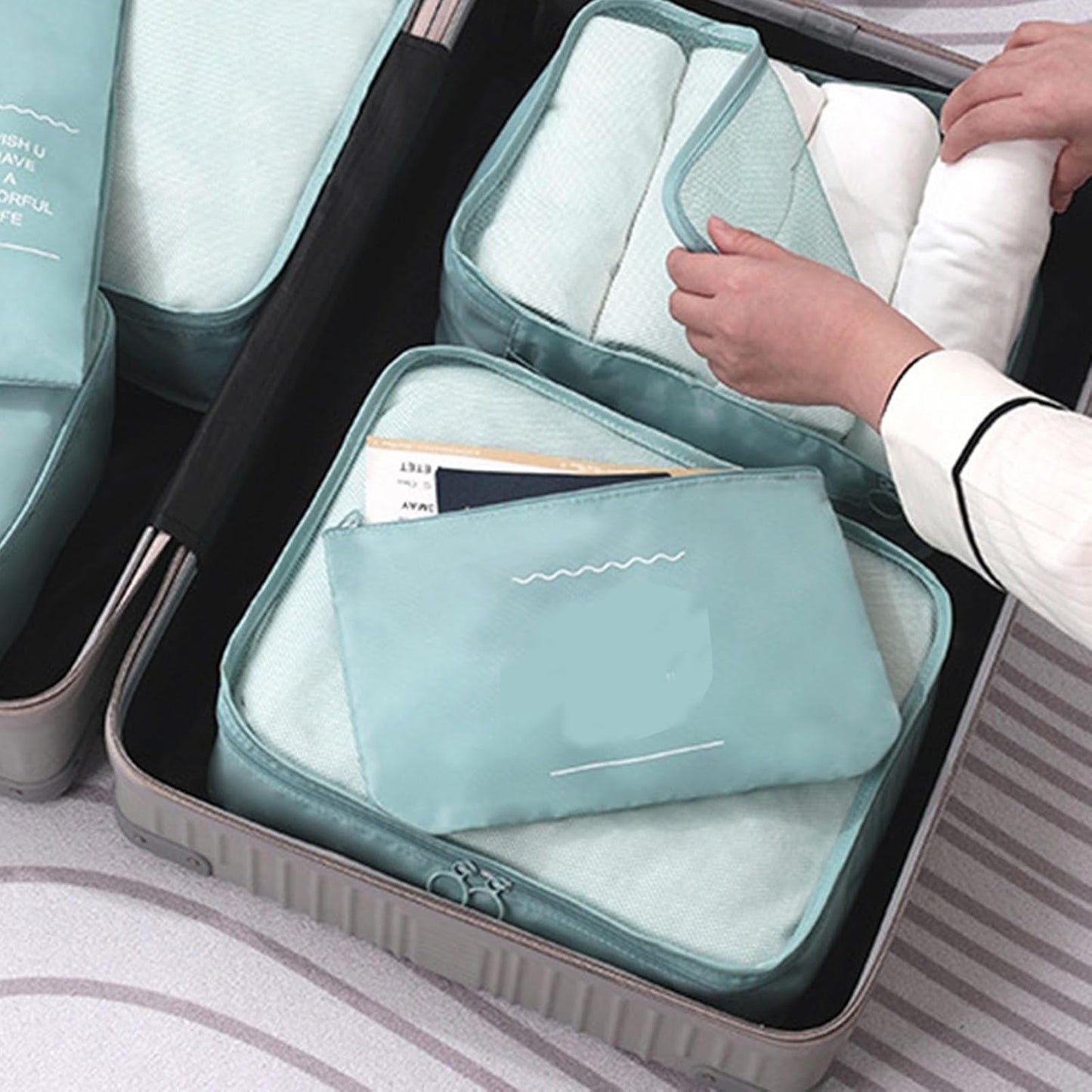 Topyond 7pcs Luggage Packing Cubes Set,Waterproof Polyester Travel Packing Bags for Business Trip, Suitcase Organization, Space Saving Storage for Packing