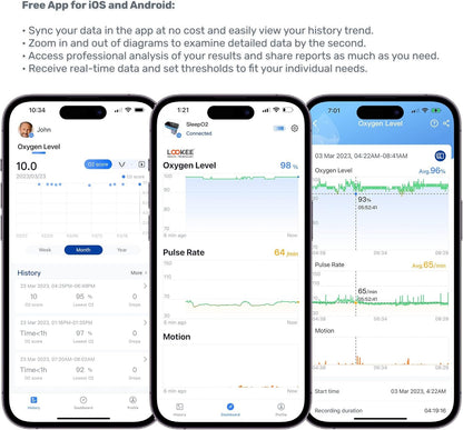 LOOKEE O2-Ring Sleep Oxygen Monitor Tracker | Vibrating Indicator for Low O2 | Tracks Oxygen Level and Heart Rate | Free APP for Sleep Insights | Sports or Aviation Use Only