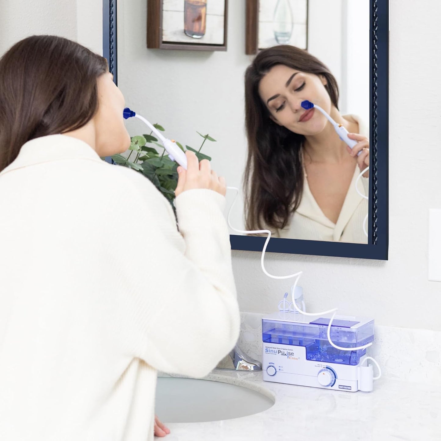 SinuPulse Elite Advanced Nasal Irrigation System with 30 SinuAir Saline Packets, Pulsating Nasal Congestion Relief & Sinus Rinse Machine, More Effective Than Neti Pot or Nose Spray