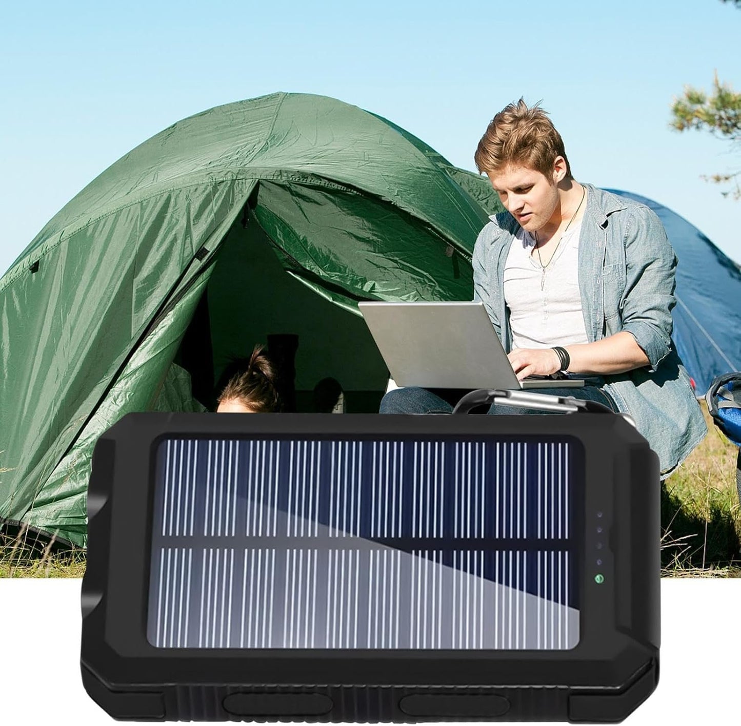 Solar Portable Charger | Fast Charging Charger - 20000mAh Phone Fast Charging Device with Flashlight for Camping Home Travel