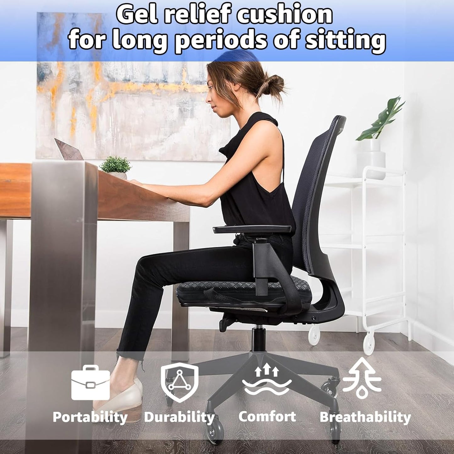 Ketimos Gel Travel Seat Cushion – Portable Airplane Seat Cushion – Foldable Cushion for Airplane Seats, Camping, Bleachers, Flights, Commute