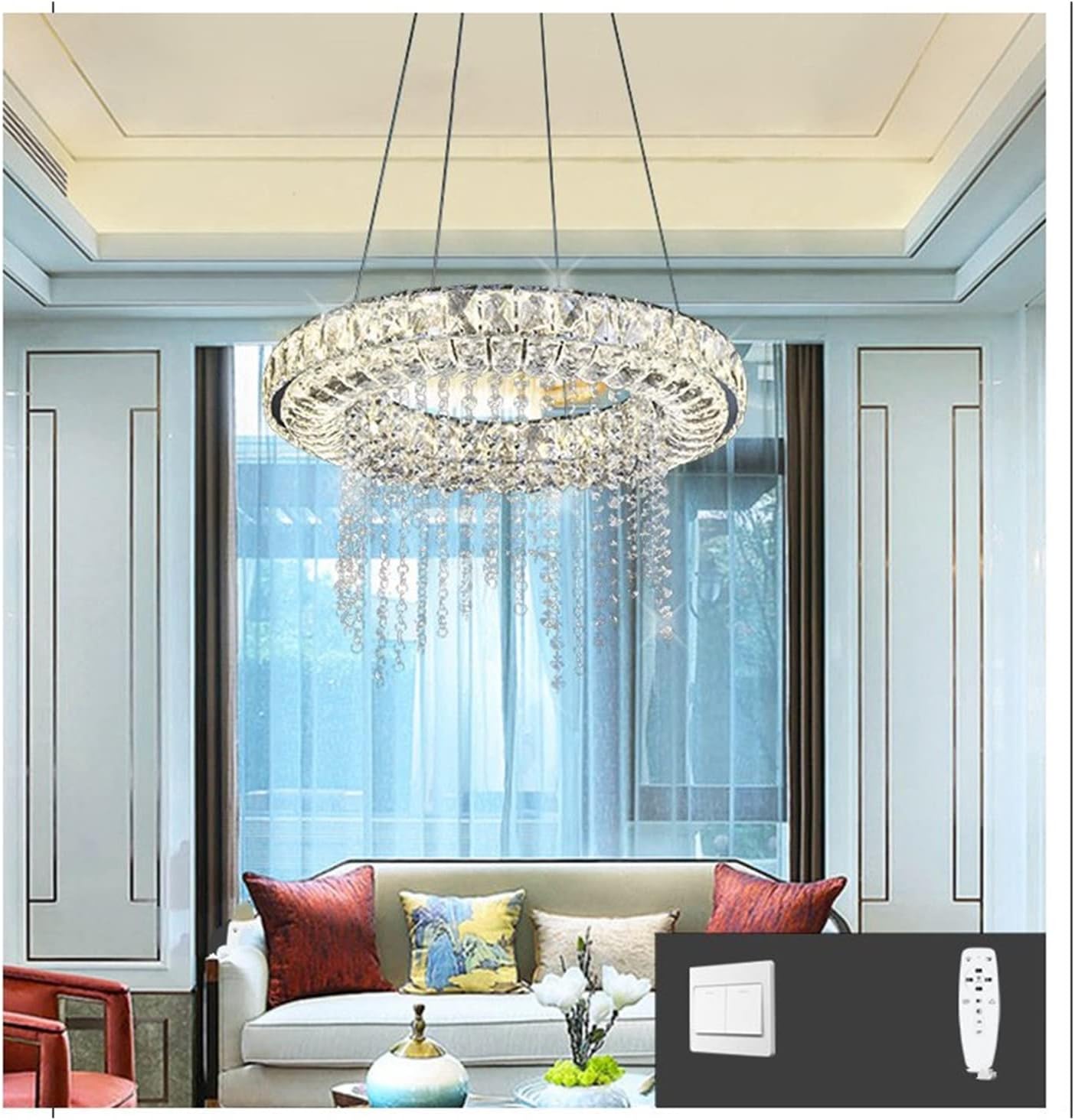 Chandelier Lampadario del soffitto, Lampada lampadario a LED, lampadario a LED dimmebili Crystal Smart Lighting Compatible con Sala da Pranzo Lampada da soggio Chandelier