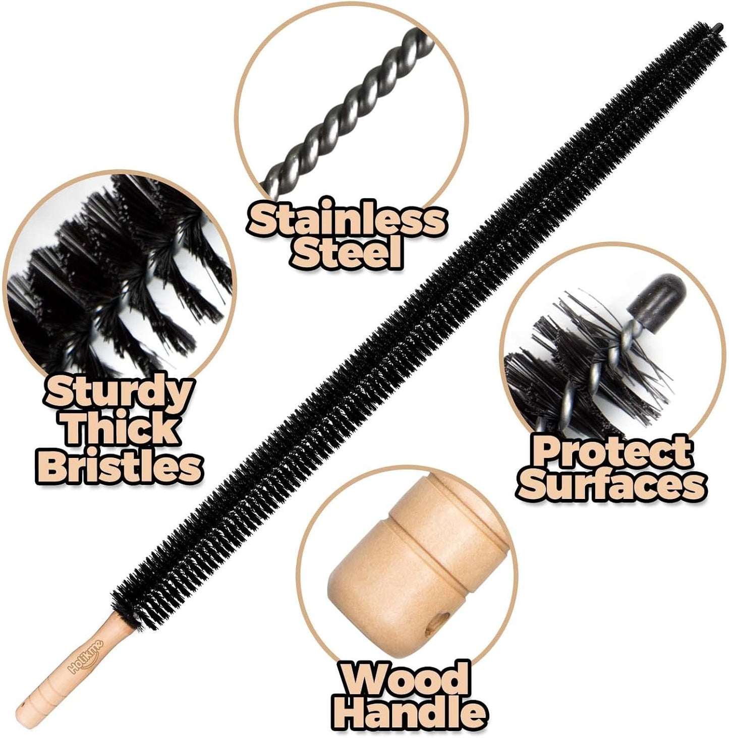 Holikme Dryer Vent Cleaner Kit 2 Pack Dryer Lint Brush Vent Trap Cleaner Long Flexible Refrigerator Coil Brush 30 Inch