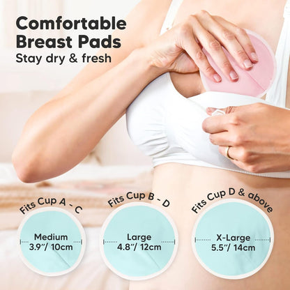 14-Pack Organic Bamboo Nursing Pads - Reusable Breast Pads for Breastfeeding, Nipple Pads, Washable Nursing Pad, Breastfeeding Pads for Leaking, Breast Milk Pads, Bra Pads (Pastel Touch, Large 12cm)