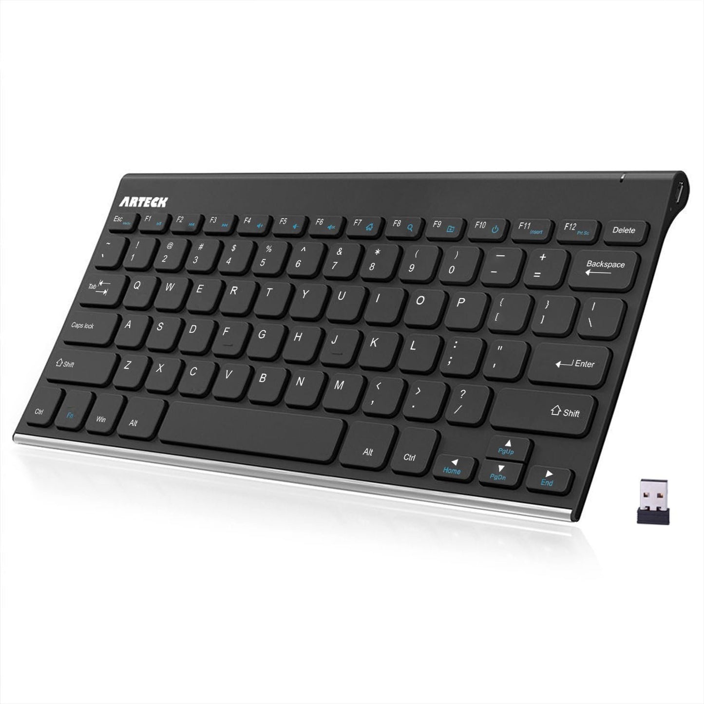 Arteck 2.4G Wireless Keyboard Ultra Compact Slim Full Size Keyboard for Desktop/PC/Laptop and Windows 10/8 / 7 / Vista/XP