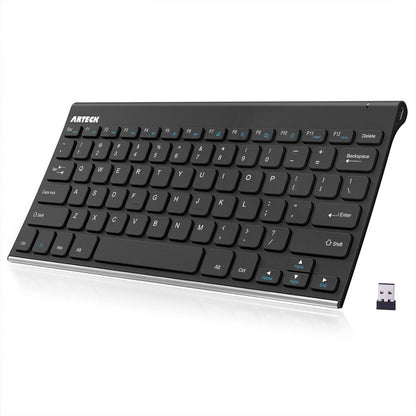 Arteck 2.4G Wireless Keyboard Ultra Compact Slim Full Size Keyboard for Desktop/PC/Laptop and Windows 10/8 / 7 / Vista/XP