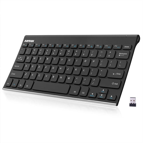 Arteck 2.4G Wireless Keyboard Ultra Compact Slim Full Size Keyboard for Desktop/PC/Laptop and Windows 10/8 / 7 / Vista/XP