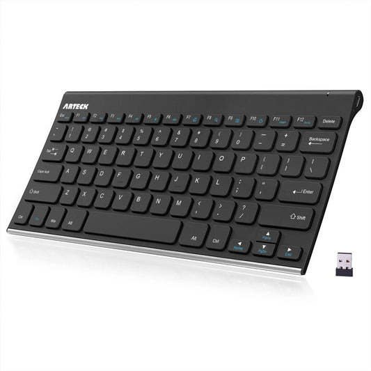 Arteck 2.4G Wireless Keyboard Ultra Compact Slim Full Size Keyboard for Desktop/PC/Laptop and Windows 10/8 / 7 / Vista/XP