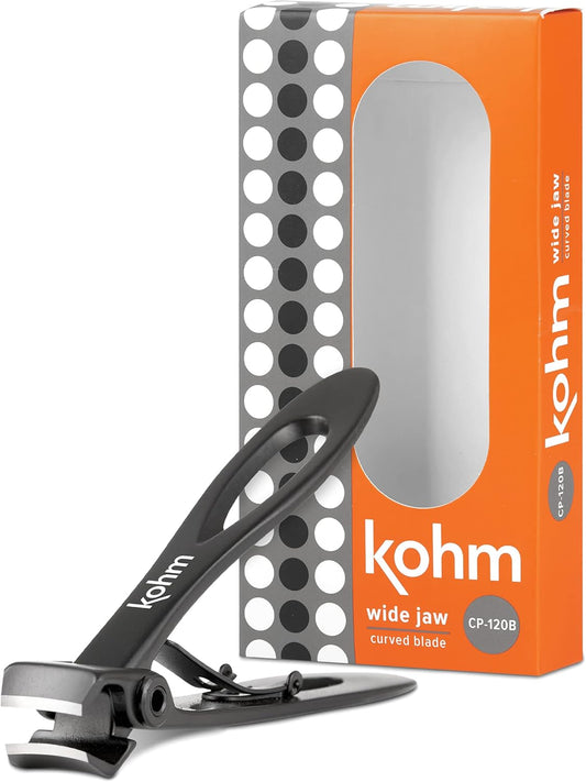 KOHM Nail Clippers for Thick Nails - Heavy Duty, Sharp Wide Mouth Professional Fingernail and Toenail Clippers for Men, Women & Seniors, Black