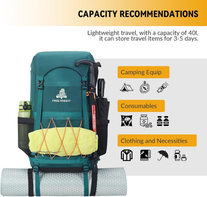 Bseash 40L Waterproof Hiking Backpack with Rain Cover, Outdoor Sport Travel Bag Daypack for Camping Climbing Cycling Skiing