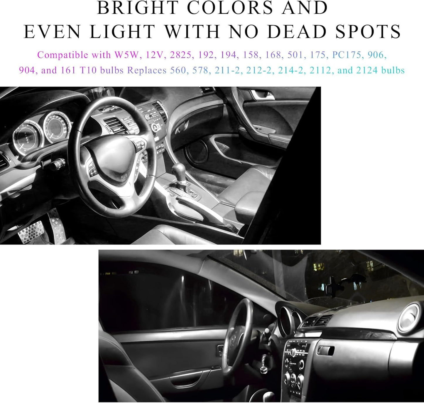 JUSTTOP 20 PCS Car LED Bulbs Set, T10 31mm 42mm Super Bright White 6500K LED Bulbs Kit, Vehicle Interior Replacement Lights for Dome Map Reading License Plate, Car Accessories (White)