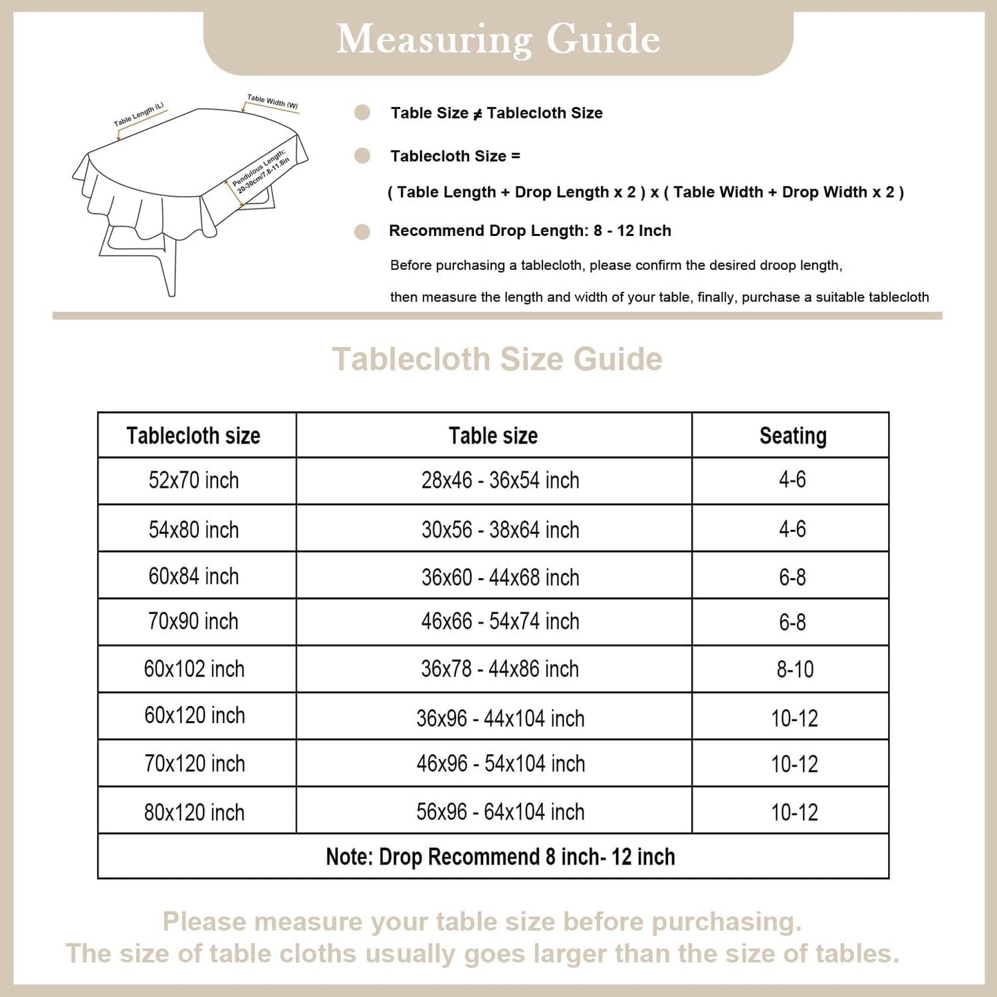 Wolkemer Faux Linen Oval Tablecloth Heavy Duty Wrinkle Resistant Fabric Table Cloths 60 x 102 Inch Beige Farmhouse Rustic Table Cover for Kitchen Dining Indoor Outdoor Tabletop Decoration