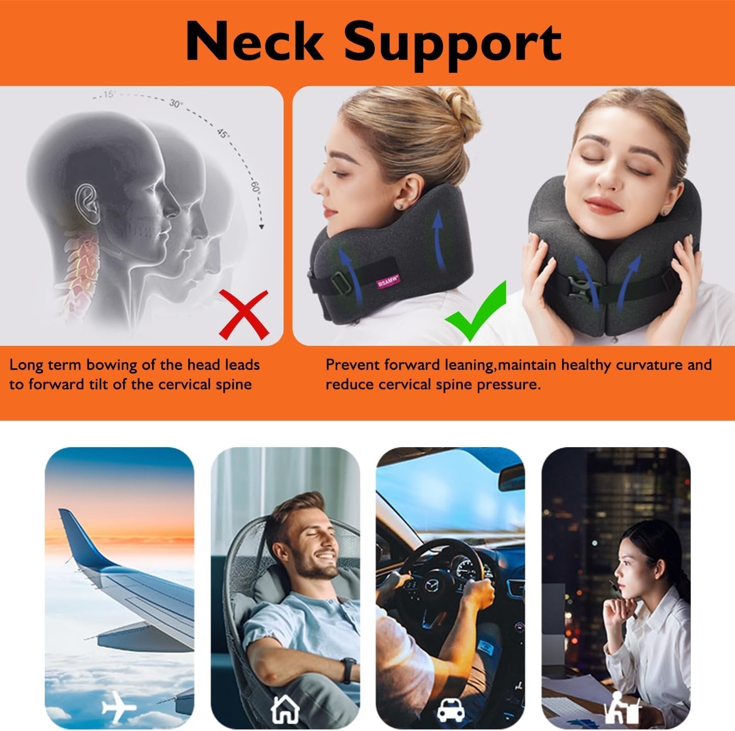 Travel Pillow,Compressed Memory FoamTravel Neck Pillow for Airplane,New Ergonomic Design Soft Neck Support,Travel Essentials Accessories Kit with Eye Masks, Earplugs, and Luxury Bag for Office,Flight