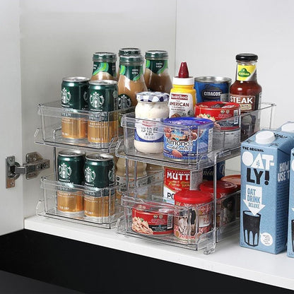2 Sets of 2 Tier Clear Organizer with Dividers, Bathroom Organizers and Storage, Pull Out Under Sink Organizer, Closet Organizers and Storage, Kitchen Organizers and Storage