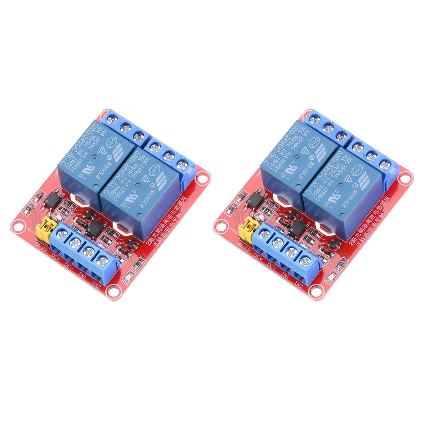 MECCANIXITY 2 Pcs DC 24V 2 Channel Relay Module High or Low Level Trigger for Electronics Industrial Home Automation