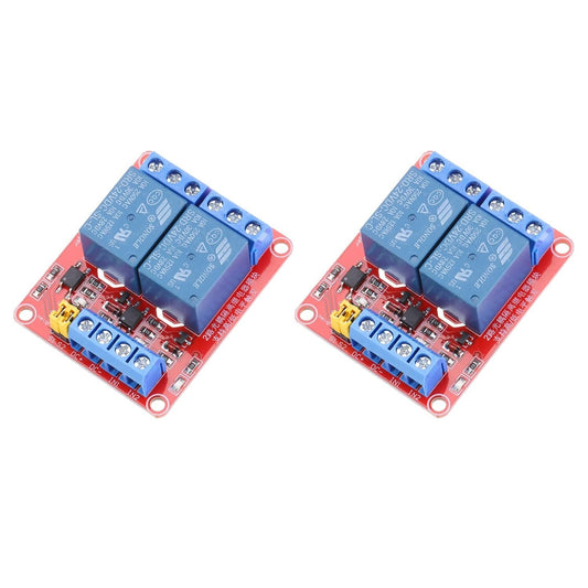 MECCANIXITY 2 Pcs DC 24V 2 Channel Relay Module High or Low Level Trigger for Electronics Industrial Home Automation